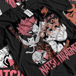 Fairy Tail Natsu Dragneel Shirt, Gray Fullbuster, Gajeel Redfox ,Fairy Tail Guild,Happy, Iron Dragon Slayer, Dragon Slayers, Anime T-Shirt