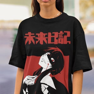 UNISSEX - Camiseta de anime Mirai Nikki, camiseta Yuno Gasai Future Diary Manga Waifu, camiseta estética de anime de manga curta