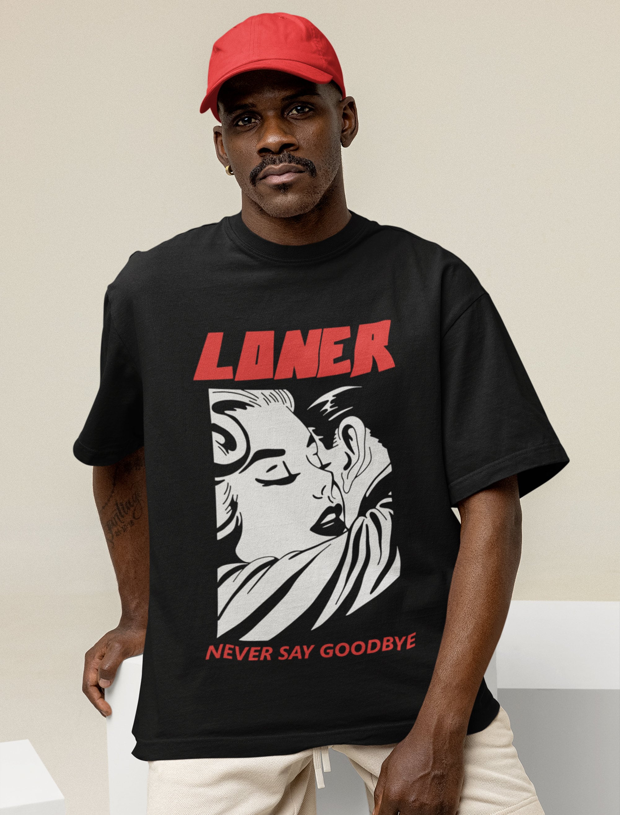 LONER Techwear Streetwear Fashion T-shirts for Men Summer