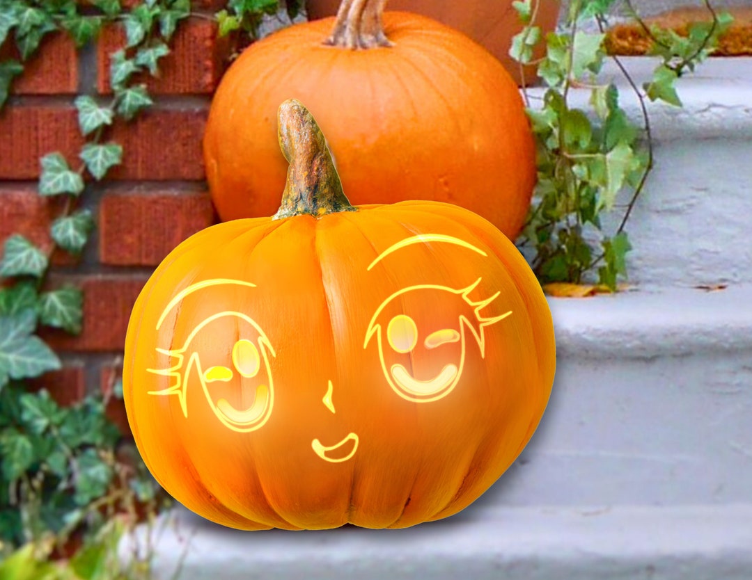 Anime inspired Printable Pumpkin Carving Stencil Cute Etsy