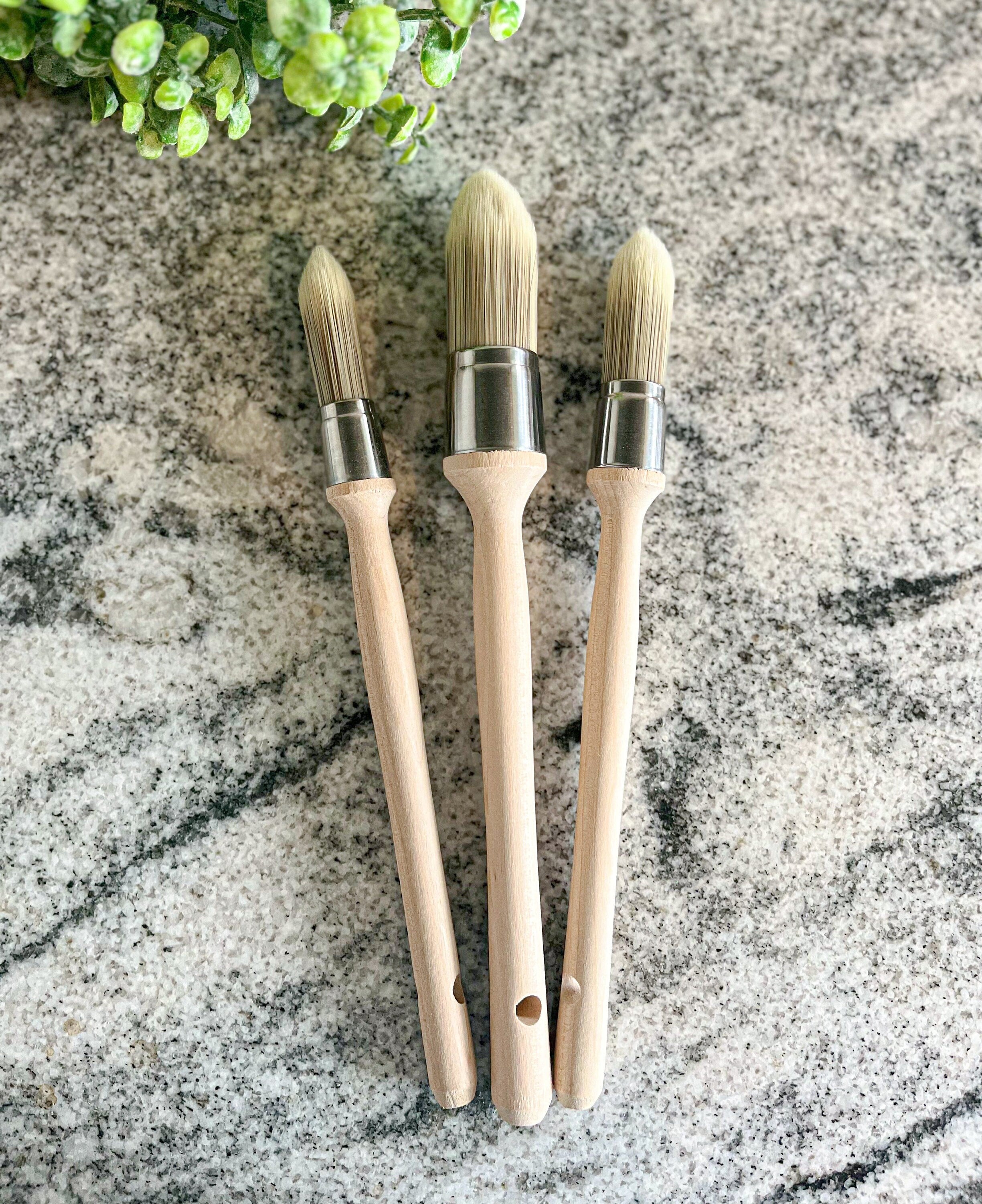 3 Pieces Chalk and Wax Paint Brushes Bristle Stencil Brushes 