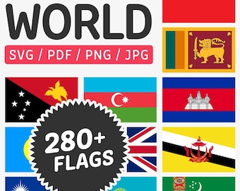 1,000+ files | 280+ World Flags | Digital Download | COMMERCIAL USE | pdf, svg, png, jpg | Clip Art