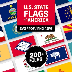 USA State Flags: 50+ American Flags, 200+ Files, Clip Art, Digital Download