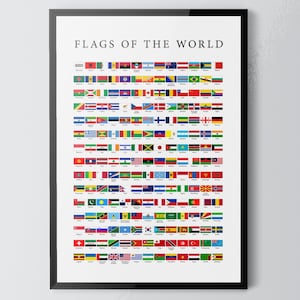 Flags of the World Art Poster: Educational Classroom Poster (Digital Download)