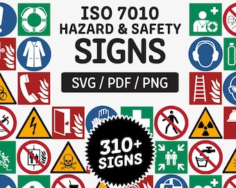 Znaki bezpieczeństwa ISO 7010, grafika do użytku komercyjnego | svg, pdf, png