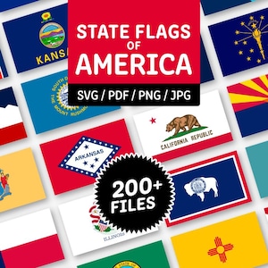 USA State Flags: 50+ American Flags | 200+ Files | Clip Art (Digital Download)