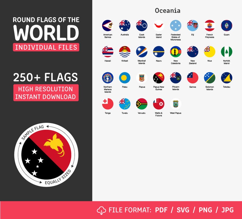 250 Round World Flags Digital Download COMMERCIAL USE Pdf, Svg, Png ...