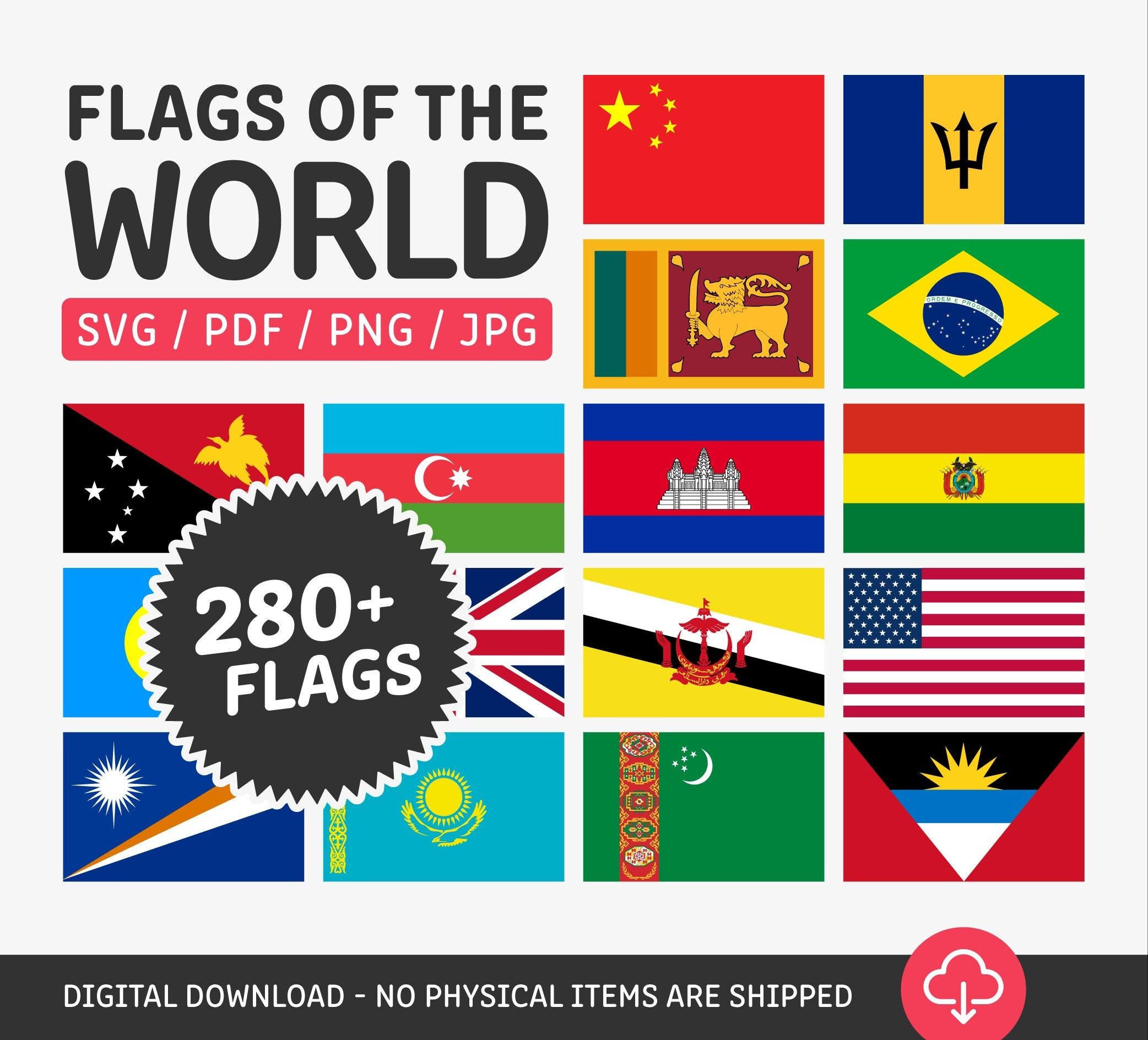 1,000+ files | 280+ World Flags | Digital Download | COMMERCIAL USE | pdf, svg, png, jpg | Clip Art