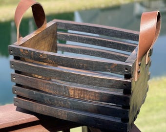 Handcrafted Bourbon Barrel Kindling Box | Kentucky White Oak | Firewood Storage | Made in USA