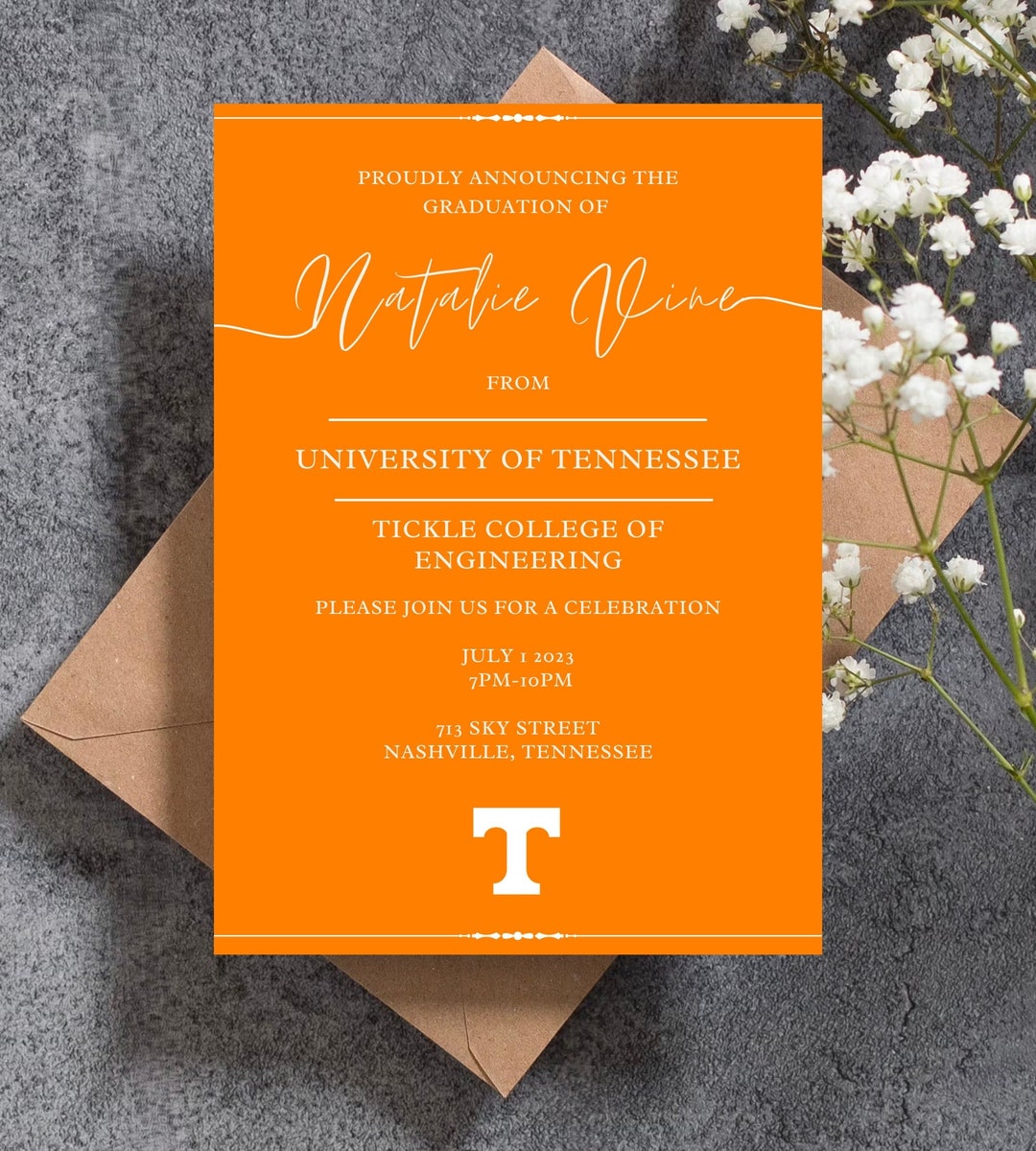 University of Tennessee Graduation Invite DIGITAL DOWNLOAD U Etsy