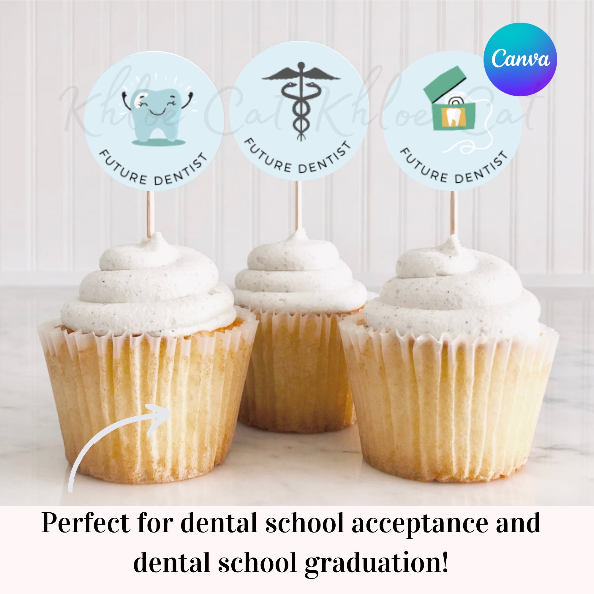 Future Dentist Cupcake Toppers Dental Student Gift Dental Etsy