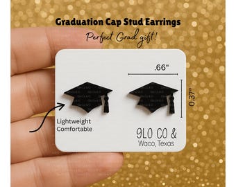 Graduation Cap Earrings | Acrylic Studs | Grad Gift for Her | Lightweight Earrings | Class of 2025 Jewelry | Grad Party Accessory