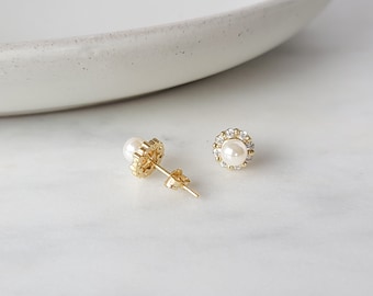 Dainty Minimalist Earrings • Wedding Earrings • Bridesmaid Jewelry • Bridal Earrings • Stud Earrings • Pearl Stud Earrings • Bridesmaid Gift