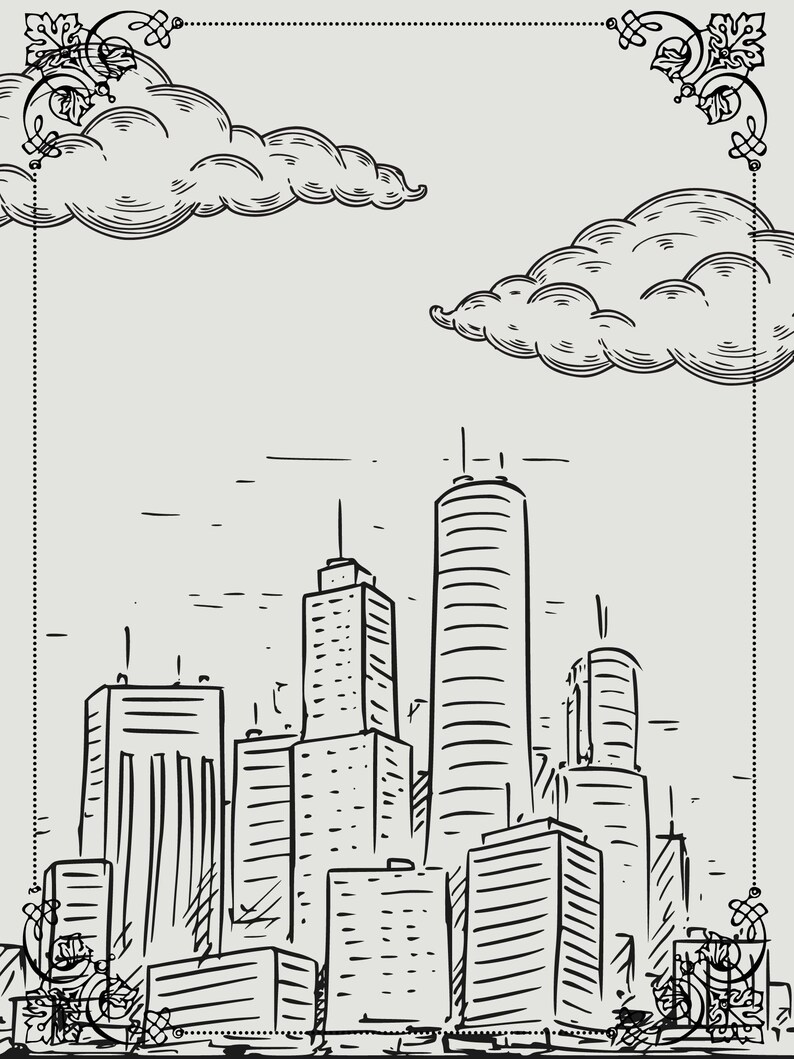 City Scape Printable Digital Art for Home Decor Landscape - Etsy