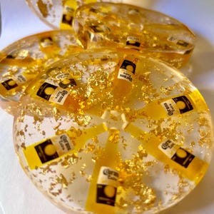 New Corona gold flake  beer coasters ,  Table top decor, decorative decor , boss gift. Housewarming gift .  home decor. Grooms gift