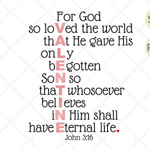 For God so Loved SVG PNG, John 3 16 Svg, Valentine Svg, Bible Verse Svg ...