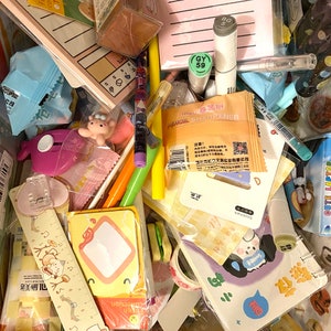 Kawaii scoop, Stationary mystery scoop, confetti scoop, grab bag, office supplies, kawaii, notepad, sticky note, pen