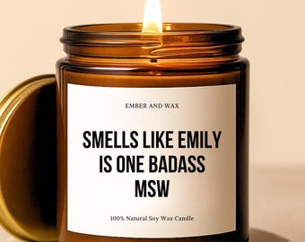Msw Gifts MSW Candle Msw Graduation Gift Social Worker Candle Masters of Social Work Gifts Look at you becoming a MSW Degree MSW Grad Gift