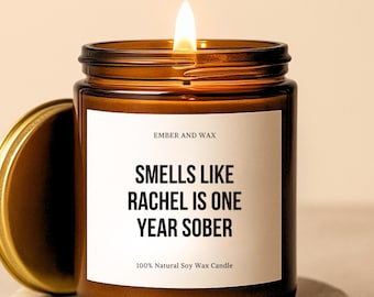 Sobriety Gifts Personalized, Custom Year Sober Anniversary Candle, Addiction Recovery Milestone, Aa Gifts