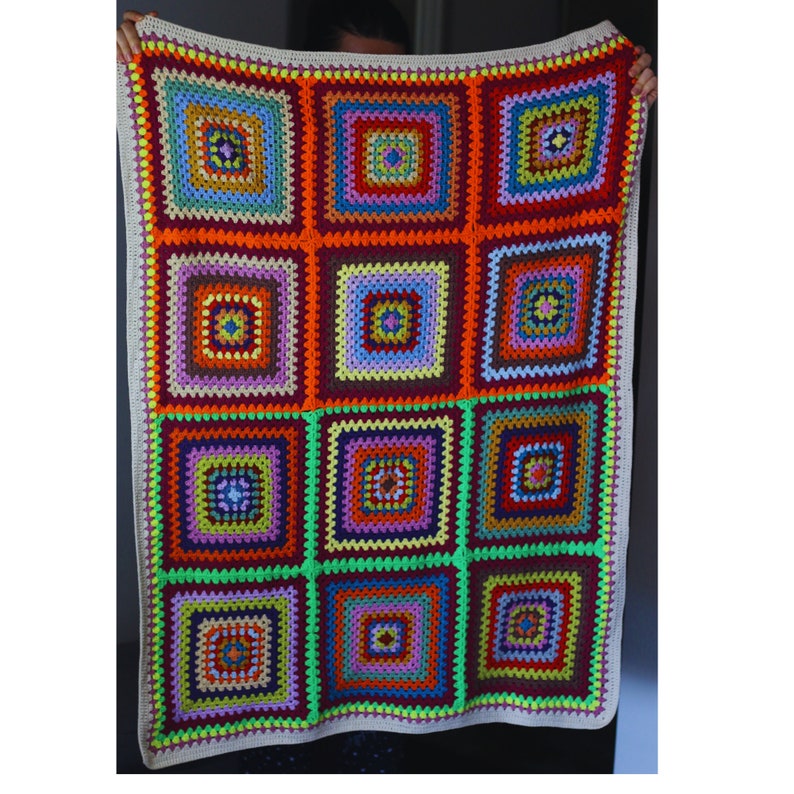 Lap/wheelchair Size Afghan Crochet Granny Square Blanket Etsy