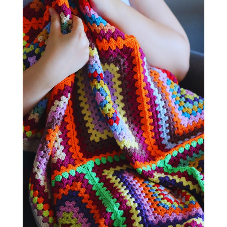 Lap/wheelchair Size Afghan Crochet Granny Square Blanket Etsy