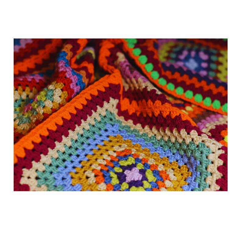 Lap/wheelchair Size Afghan Crochet Granny Square Blanket Etsy
