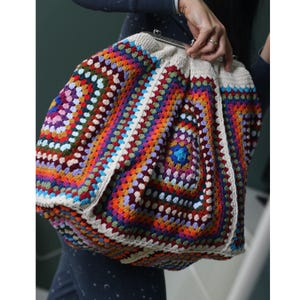 Bolso Poppins, bolso grande de crochet, bolso vintage grande de crochet, bolso XL de crochet con marco metálico con cierre de beso, Bauletto de crochet, bolso vintage de crochet
