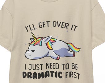 Dramatic Lazy Unicorn T-Shirt: Gildan Heavyweight Cotton