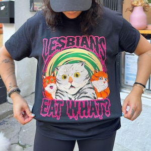 LGBT Lesbian Eat What Cat Vintage T-Shirt, Busy Thinking Shirt, Lesbian Shirt, Pride Month Shirt, For LGBT Shirt Unisex Heavy Cotton Tee