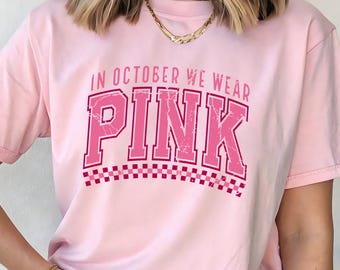 Im Oktober tragen wir rosa Tshirt, Brustkrebs Shirt, ich bin ein Überlebender Shirt, Team Krebs Shirt, Motivations Shirt, Krebs Bewusstseins Shirt