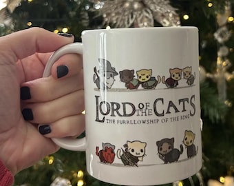 Herr der Katzen Tasse, ein perfektes Geschenk für Ringe Fans, Katzen, Kätzchen und Tierliebhaber Keramiktasse doppelseitig 11 Unze