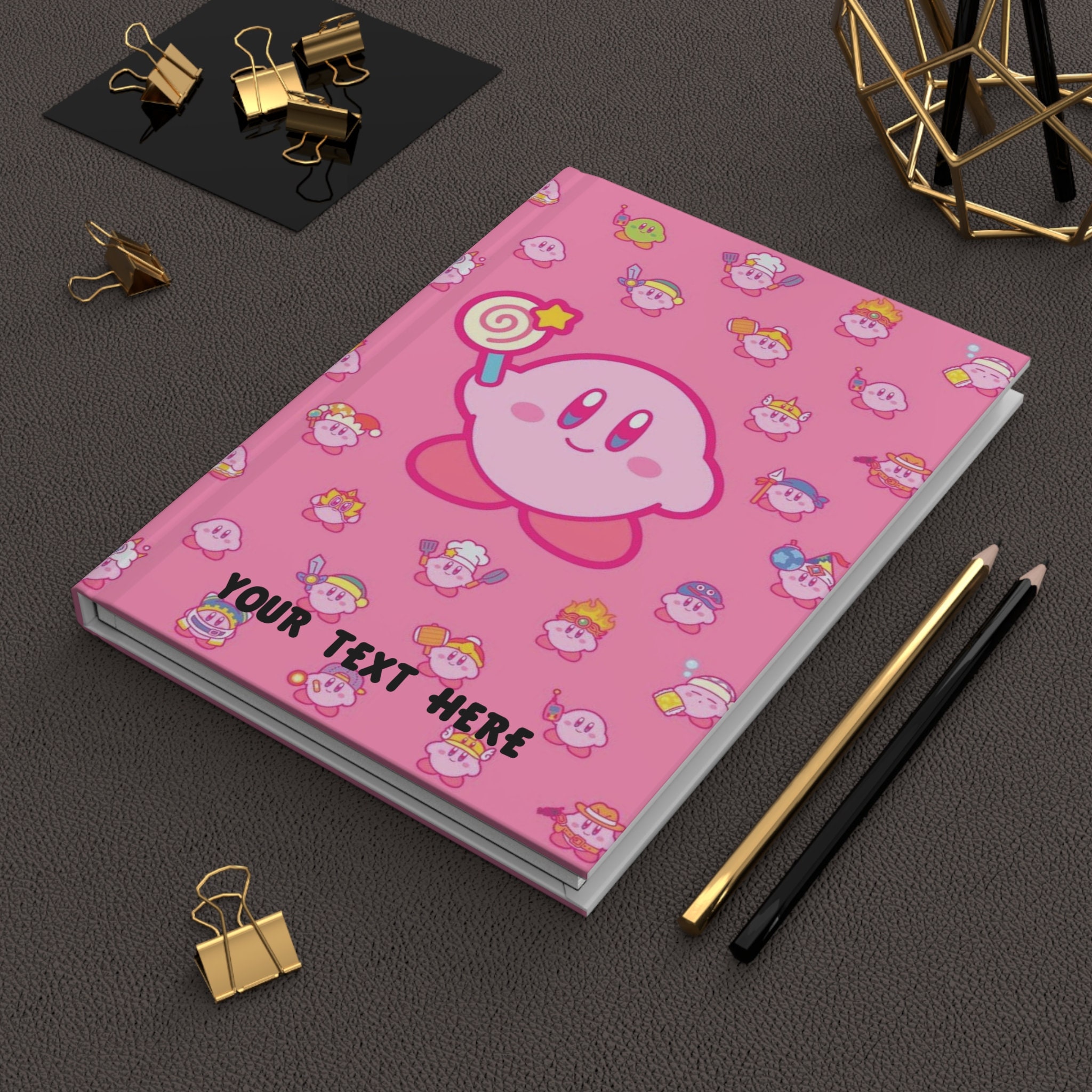Diario Kirby personalizado, lindo diario de tapa dura, diario rosa mate, diario kawaii, chica de portada, regalo, idea de regalo, cuaderno, diario de tapa dura