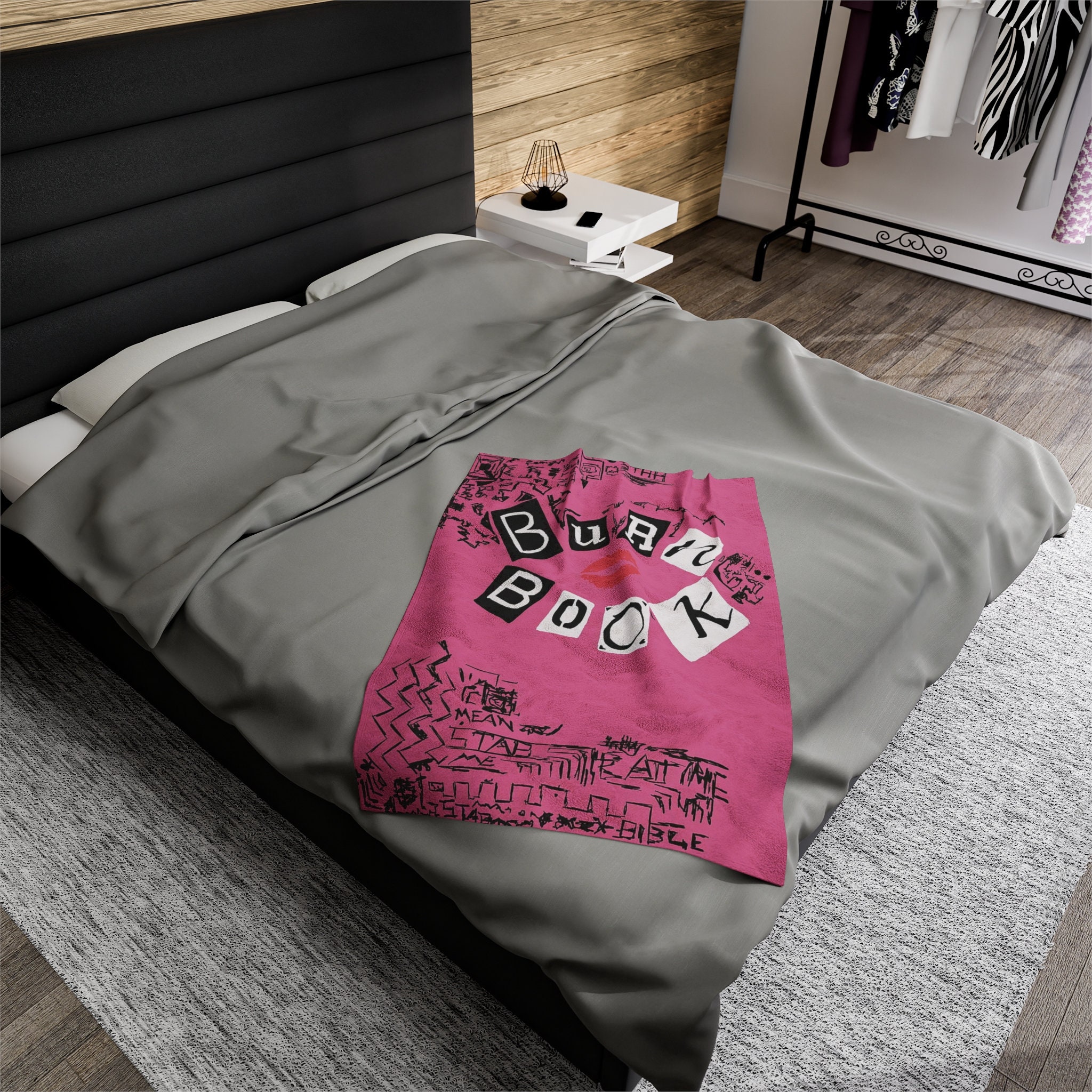 Burn Book Mean Girls Velveteen Plush Blanket Regina George, Cady Heron, Gretchen Weiners, Lindsay Lohan, Y2K Aesthetic, Gift For Girlfriend,