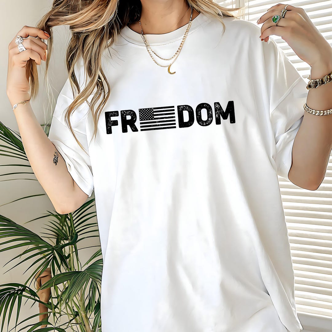 T-shirt Manches Courtes Homme Freedom Charlie Kirk - Coton, Taille M, Impression Numérique