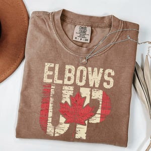 Elbows Up Hockey T-Shirt: Canadian Pride Comfort Colors Tee