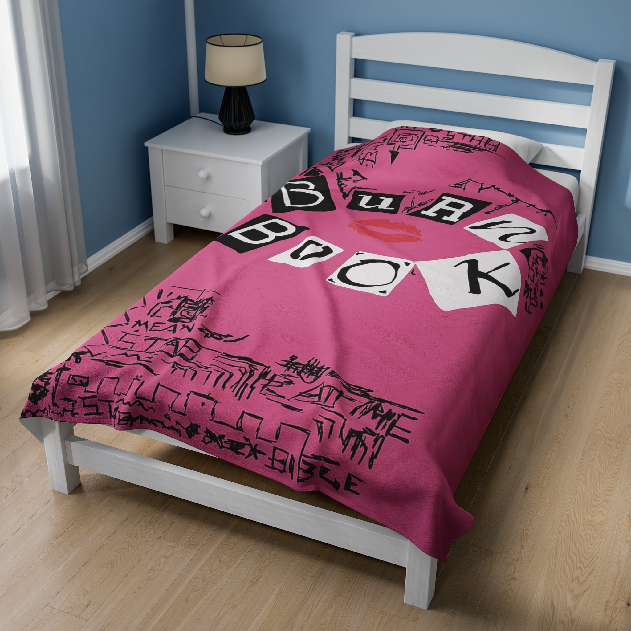 Burn Book Mean Girls Velveteen Plush Blanket Regina George, Cady Heron, Gretchen Weiners, Lindsay Lohan, Y2K Aesthetic, Gift For Girlfriend,