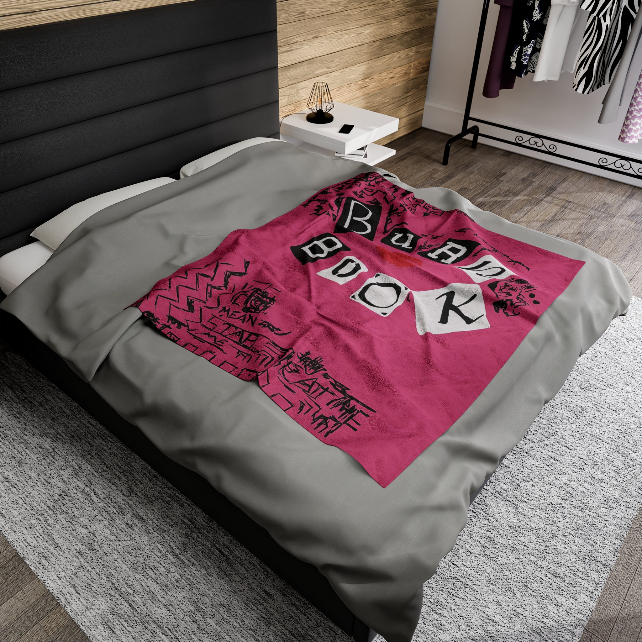 Burn Book Mean Girls Velveteen Plush Blanket Regina George, Cady Heron, Gretchen Weiners, Lindsay Lohan, Y2K Aesthetic, Gift For Girlfriend,
