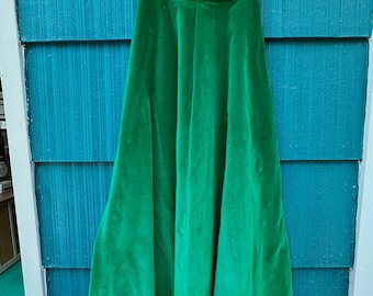 Vintage Emerald Green Velvet Circle Skirt | Cottagecore Holiday Fabric Repurpose