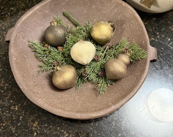 Decorazioni natalizie neutre dipinte a mano / Decorazioni natalizie rustiche moderne in oro opaco testurizzato / Set di riempitivi per ciotole scandinavi