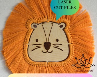 Lion Macrame Laser Cut File: SVG DXF Template (Digital Download
