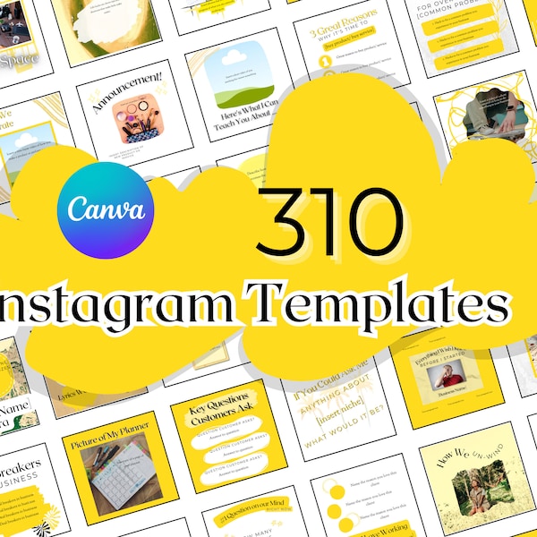 Yellow Instagram templates | Yellow and white Instagram templates | Yellow and white social media templates | Yellow Instagram kit