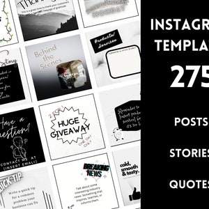Plantillas de Instagram en blanco y negro, plantillas de Instagram premium en blanco y negro, plantillas de Instagram estéticas en blanco y negro