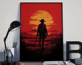 Colourful Landscape Sunset poster art Downloadable Printable