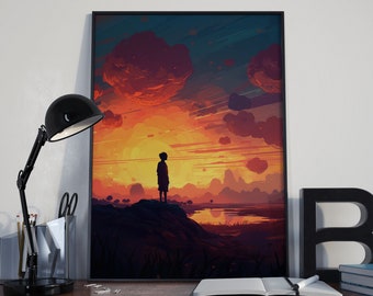 Colourful Landscape Sunset poster art Downloadable Printable