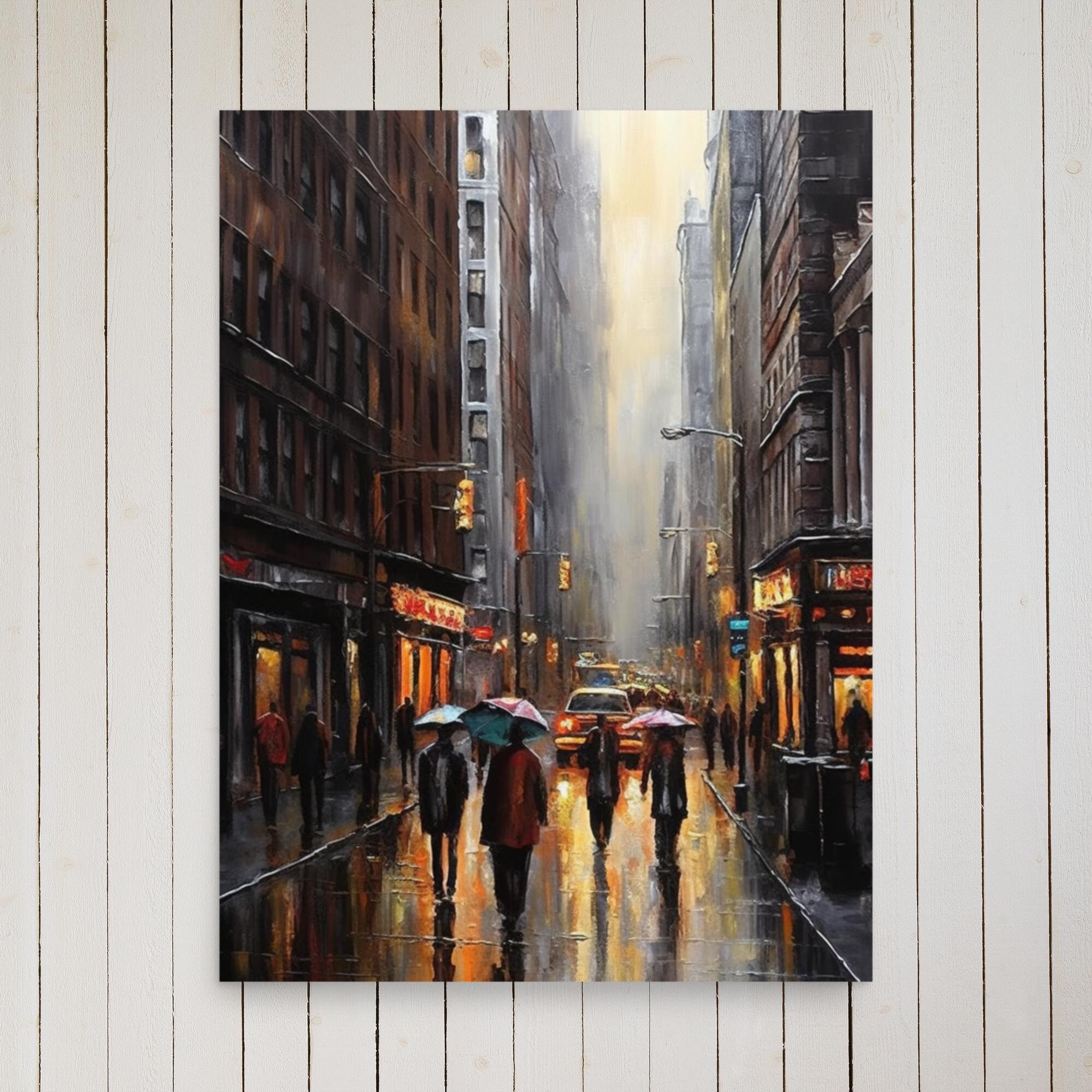 原画#3662　雨　ニューヨーク　アート　水彩画　ドローイング　インテリア　絵画 Nyc rain painting - Etsy 日本