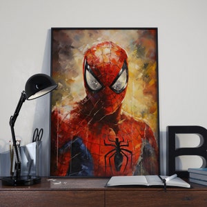 Spiderman Impressionist Watercolor Download Printable Poster - Unique Original Art