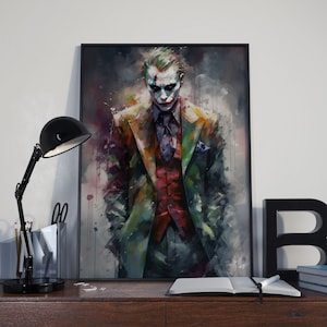 Unique Watercolor Impressionist Art The Joker Downloadable Printable