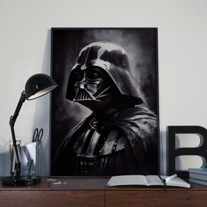 Charcoal Darth Vader Print, Printable Home Decor, Movie Printable Poster, Wall Art, DIGITAL, Star Wars