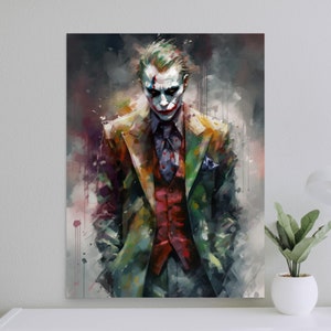 Unique watercolour impressionist painting of The Joker poster
