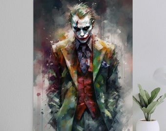 Unique watercolour impressionist painting of The Joker poster